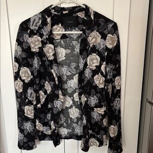 Floral Black and Gray open front  blazer